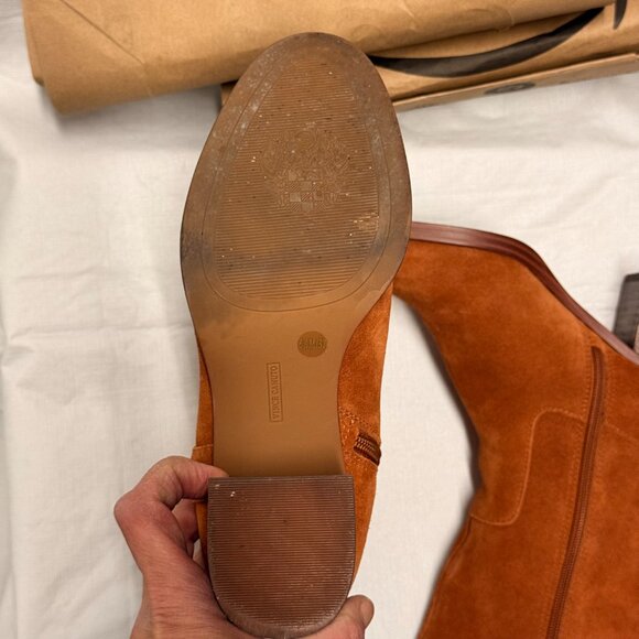 Vince Camuto Zelcinna Suede Ankle Boots Caramel 6.5 - Picture 7 of 8